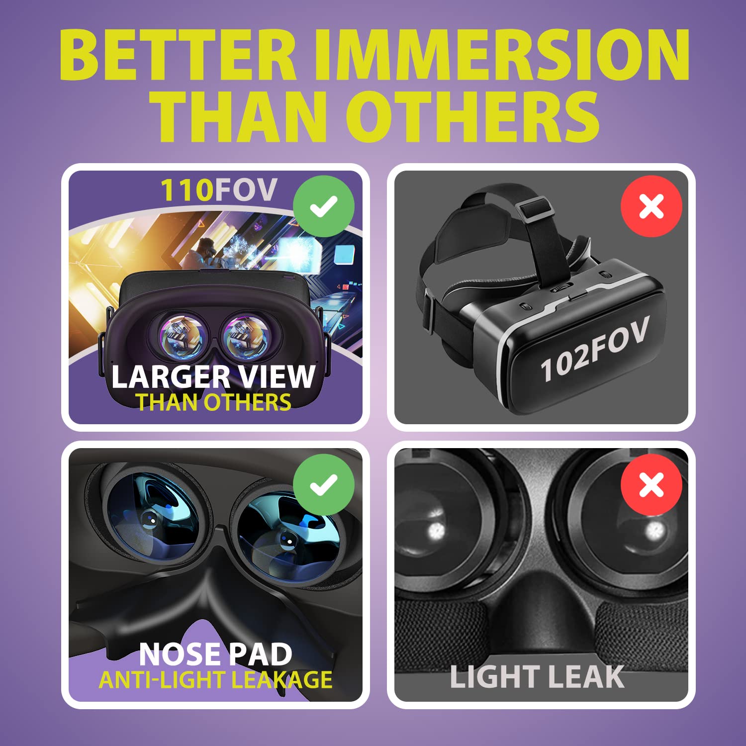 DESTEK V5 VR Headset for Phone with Controller, Anti-Blue Eyes Protected HD Lenses, 110° FOV Virtual Reality Headsets VR Goggles for iPhone 17/16/15/14/13/12/11, Samsung, Android - Black