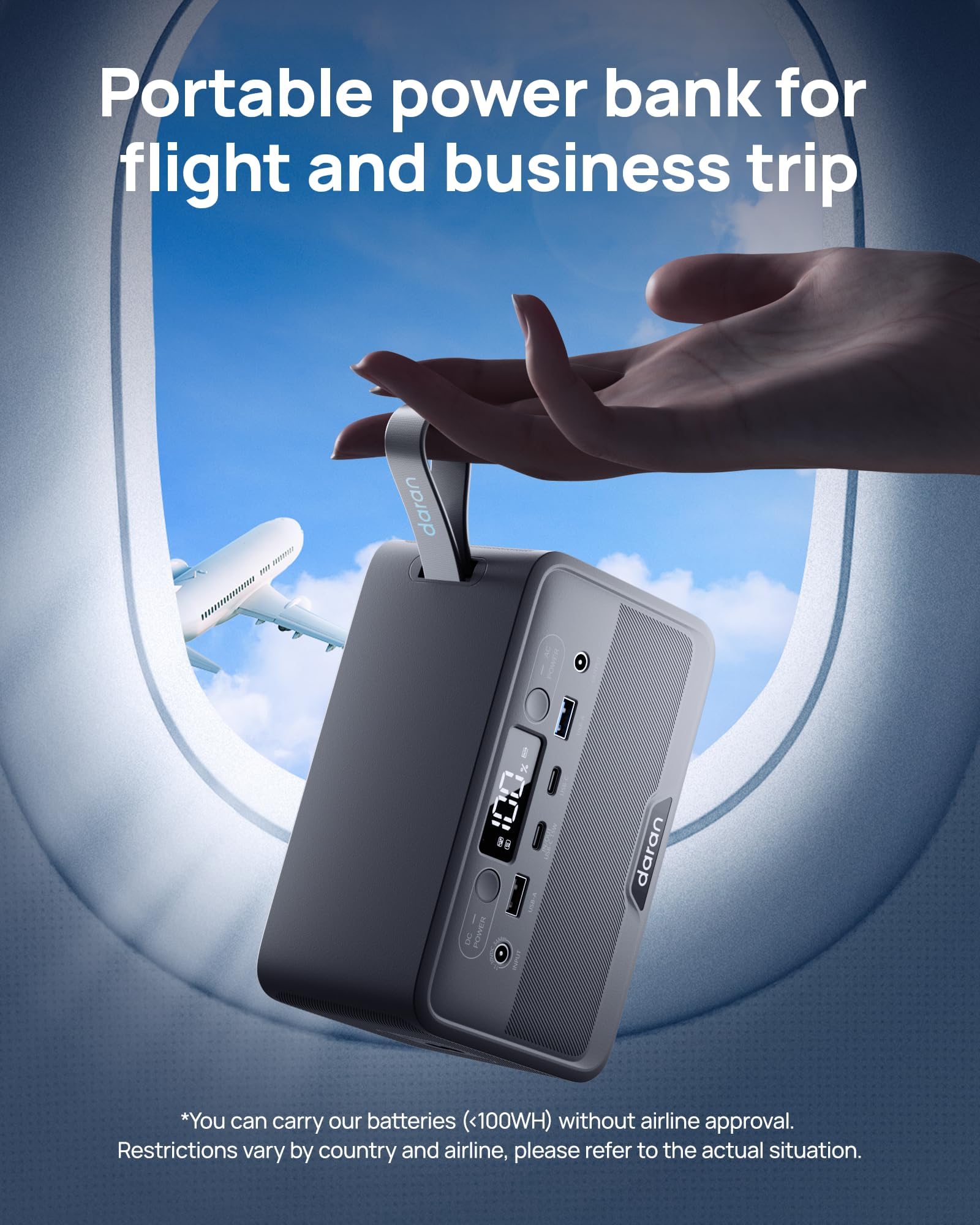 Portable Power Station 28,000mAh LiFePO4 Battery 100W(200W Peak) Solar Power Bank, Portable Charger Small Generator with AC Outlets & PD Fast Charging for Home/Laptop/Camping(Solar Panel Optional)